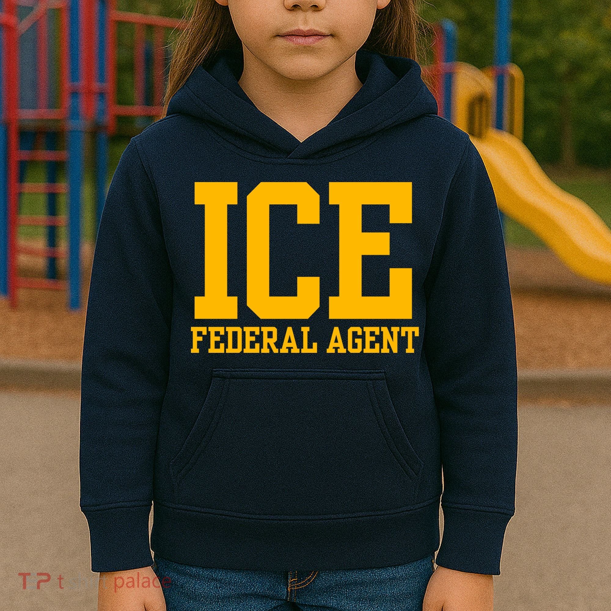 Ice Federal Agent Halloween Costume Police Immigration Kids Hoodie