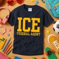 Ice Federal Agent Halloween Costume Police Immigration Kids T-Shirt thumb 3