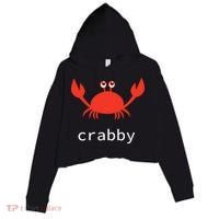 I'm Feeling A Little Crabby Funny Cartoon Crab Crop Fleece Hoodie thumb 0