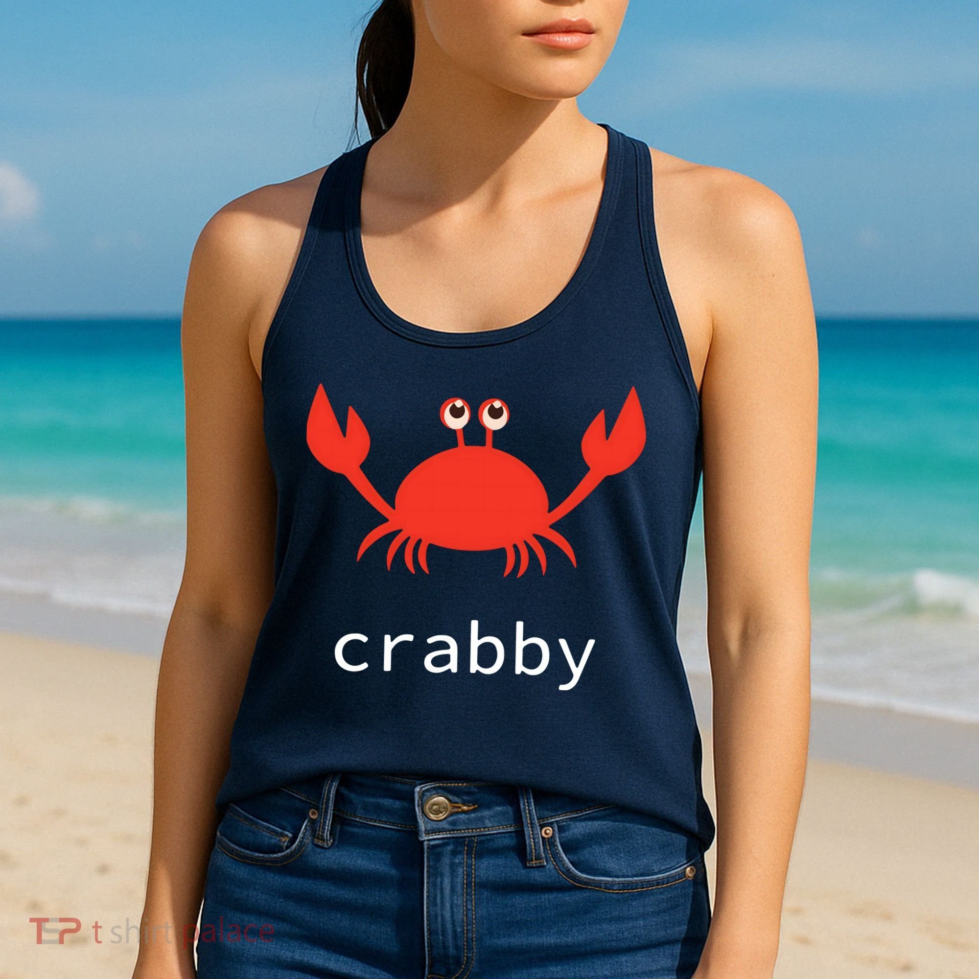 I'm Feeling A Little Crabby Funny Cartoon Crab Women's Tank Top