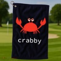 I'm Feeling A Little Crabby Funny Cartoon Crab Golf Towel thumb 1