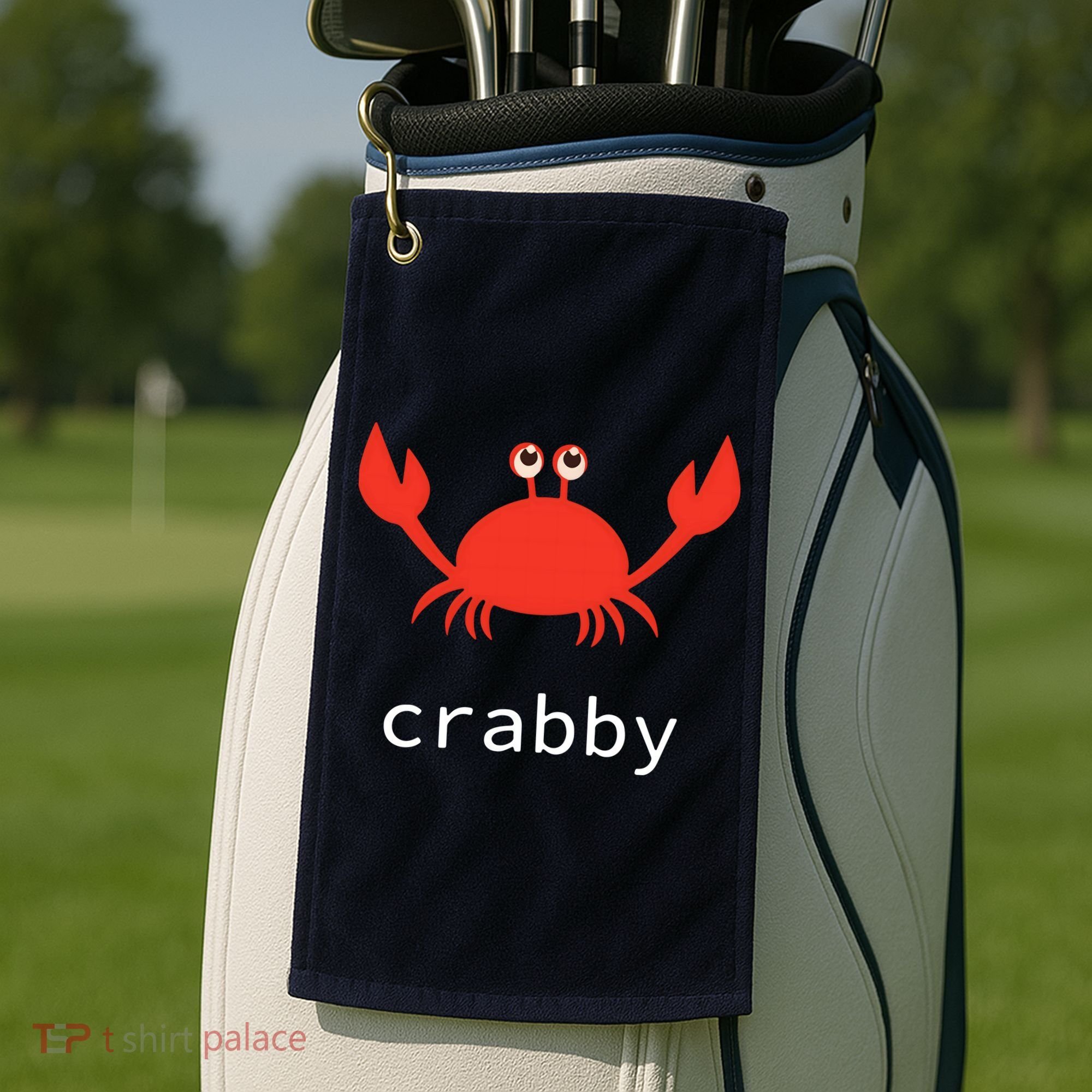 I'm Feeling A Little Crabby Funny Cartoon Crab Golf Towel