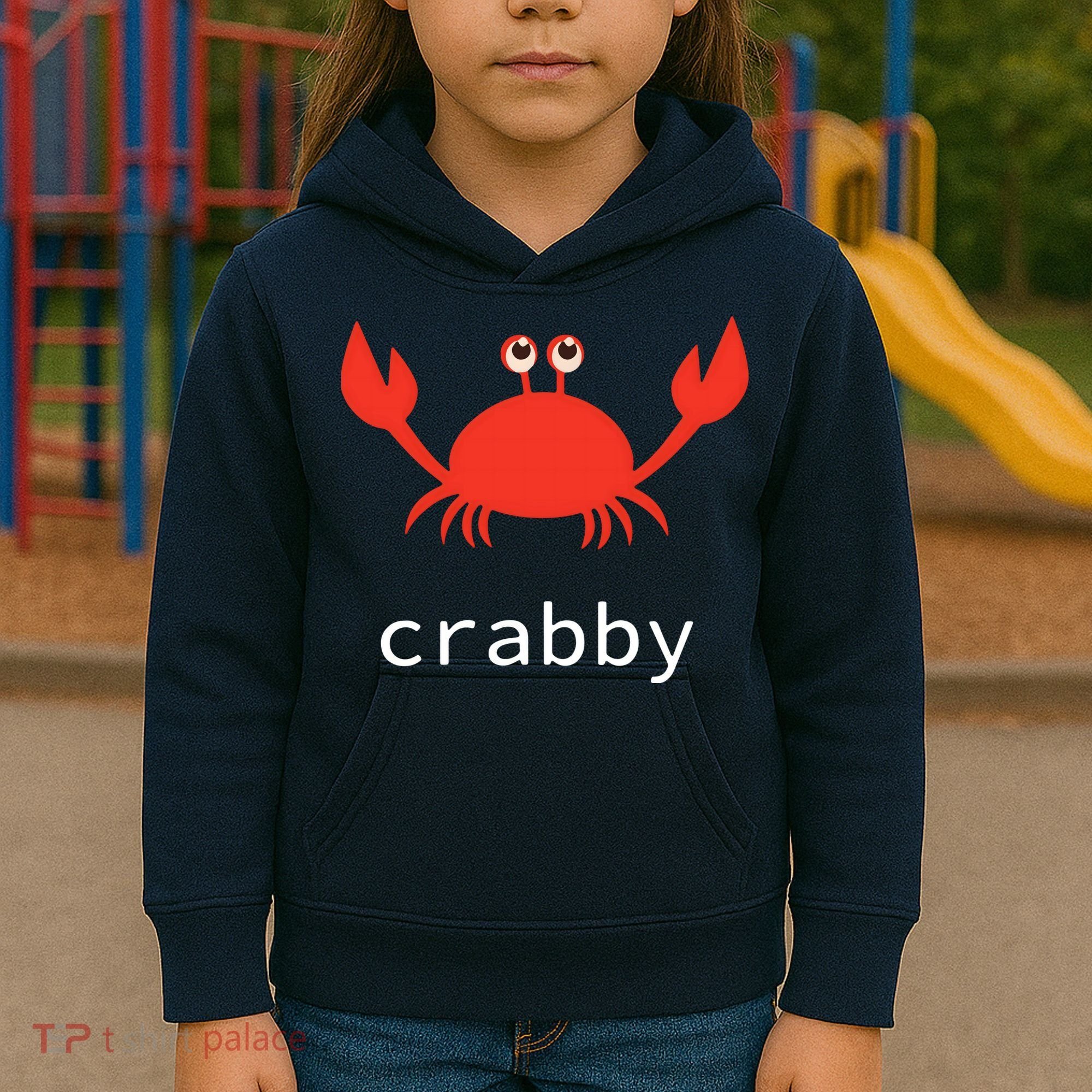 I'm Feeling A Little Crabby Funny Cartoon Crab Kids Hoodie