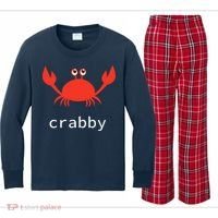 I'm Feeling A Little Crabby Funny Cartoon Crab Kids Long Sleeve Plaid Pajama Set thumb 0