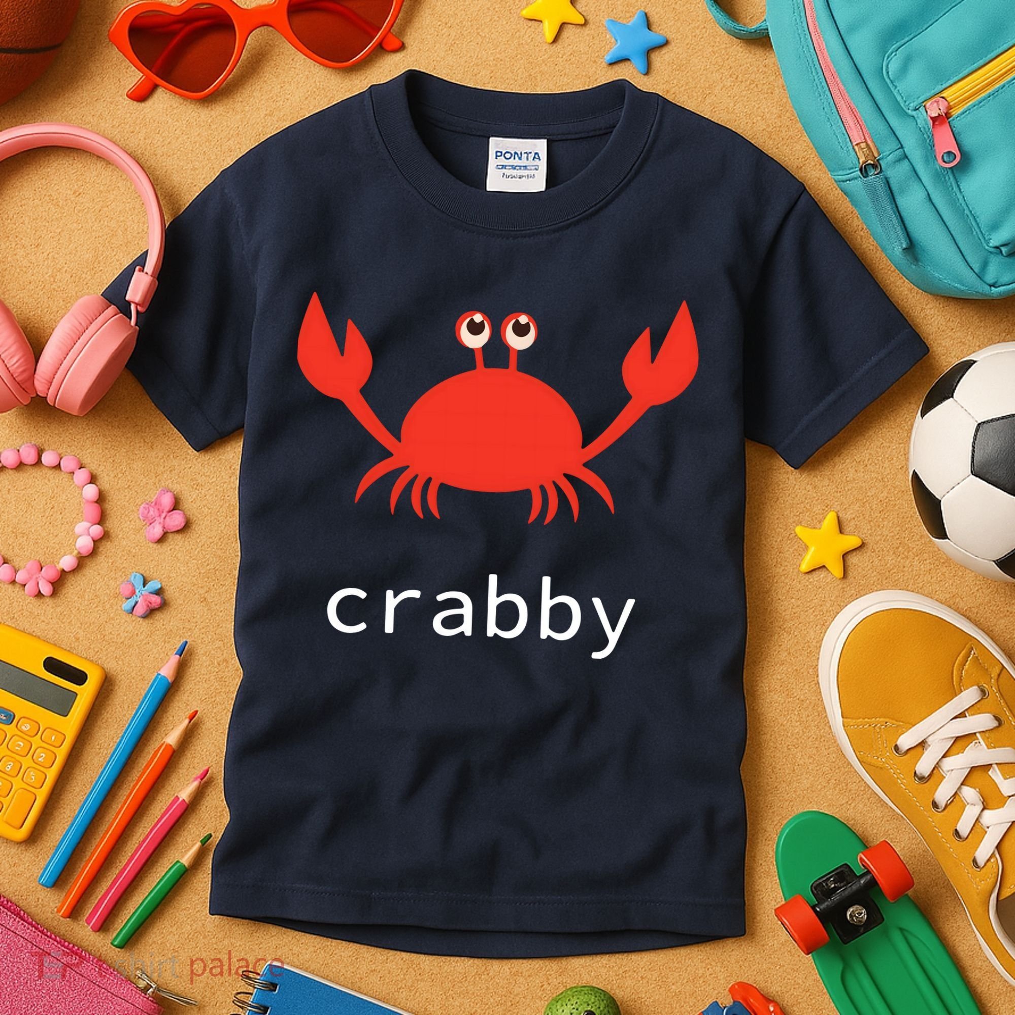 I'm Feeling A Little Crabby Funny Cartoon Crab Kids T-Shirt