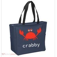 I'm Feeling A Little Crabby Funny Cartoon Crab Tote Bag thumb 2