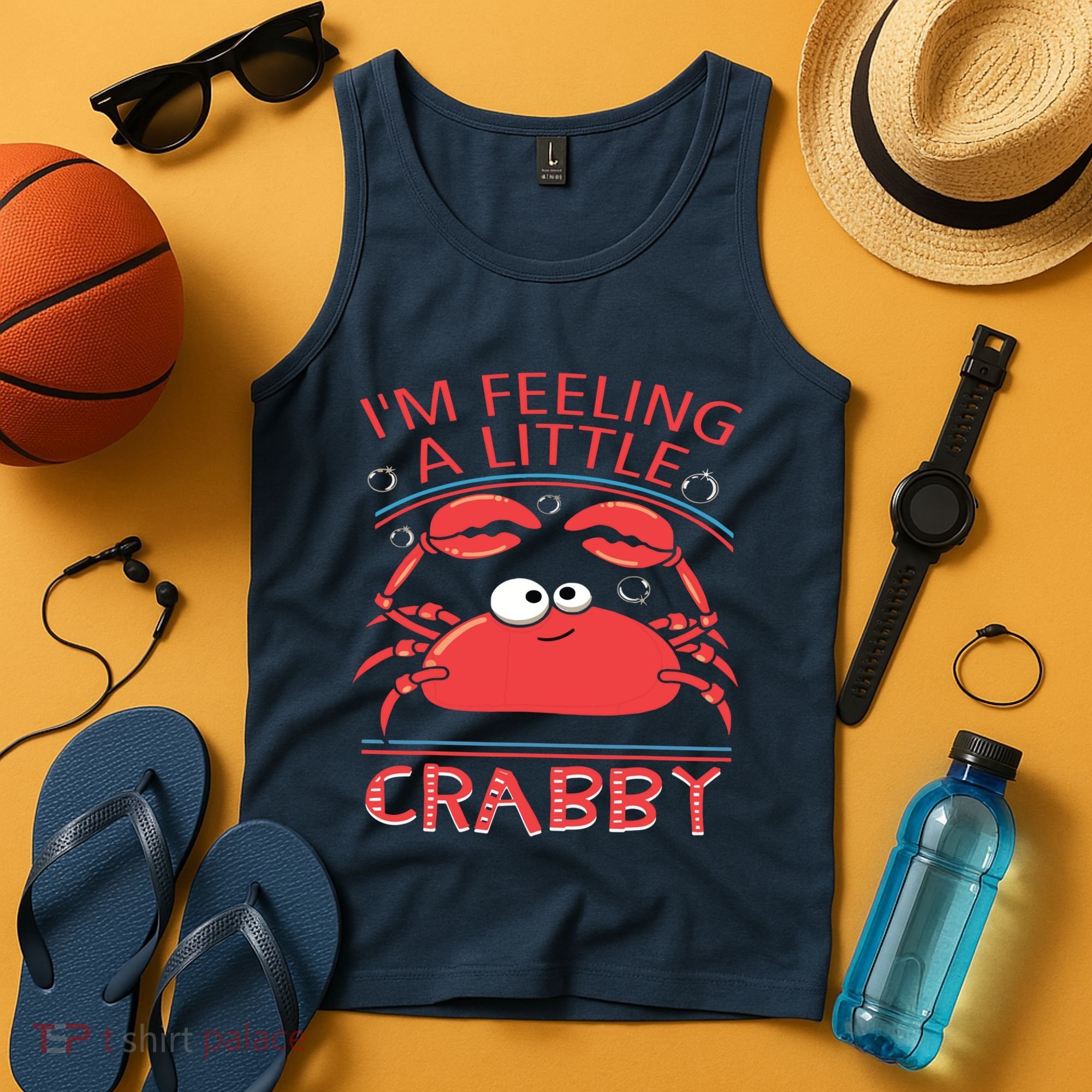 I'm Feeling A Little Crabby Funny Cartoon Crab Tank Top