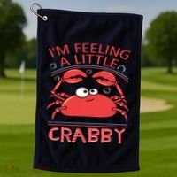 I'm Feeling A Little Crabby Funny Cartoon Crab Golf Towel thumb 1