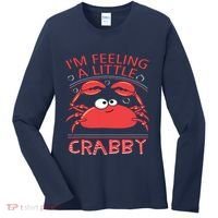 I'm Feeling A Little Crabby Funny Cartoon Crab Women's Long Sleeve Shirt thumb 0