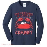 I'm Feeling A Little Crabby Funny Cartoon Crab Kids Long Sleeve Shirt thumb 0