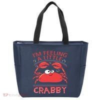 I'm Feeling A Little Crabby Funny Cartoon Crab Tote Bag thumb 0