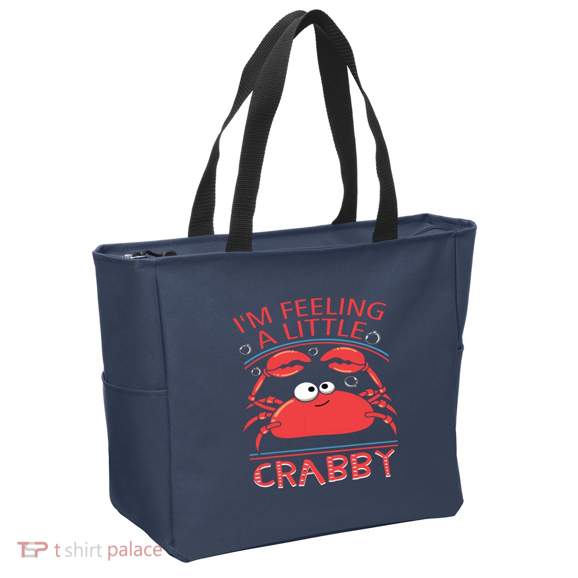 I'm Feeling A Little Crabby Funny Cartoon Crab Tote Bag