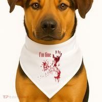 I'm Fine Bloody Halloween USA-Made Doggie Bandana thumb 1