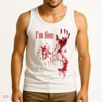 I'm Fine Bloody Halloween Tank Top thumb 3