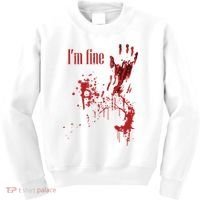 I'm Fine Bloody Halloween Kids Sweatshirt thumb 0