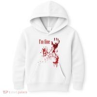 I'm Fine Bloody Halloween Kids Hoodie thumb 0