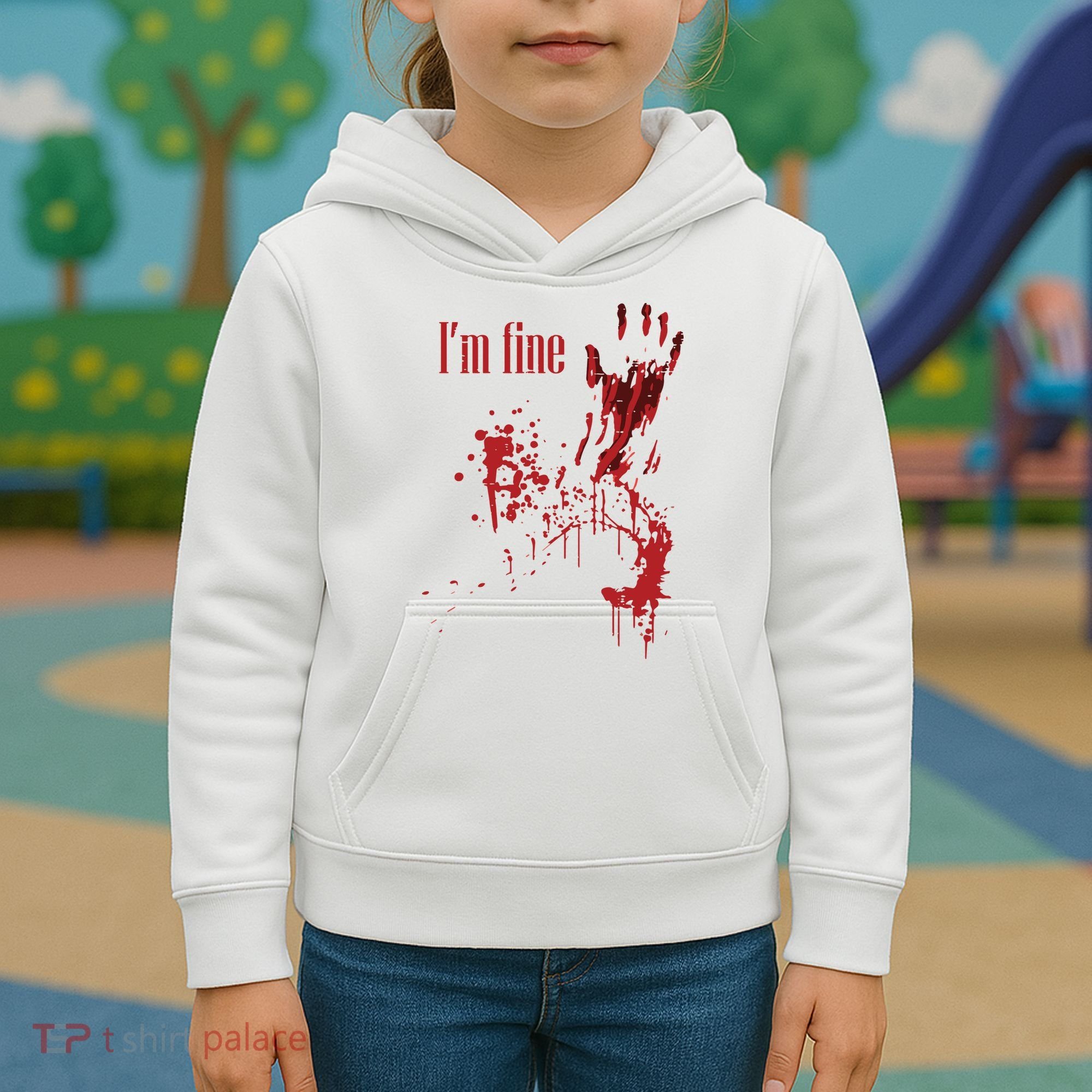 I'm Fine Bloody Halloween Kids Hoodie