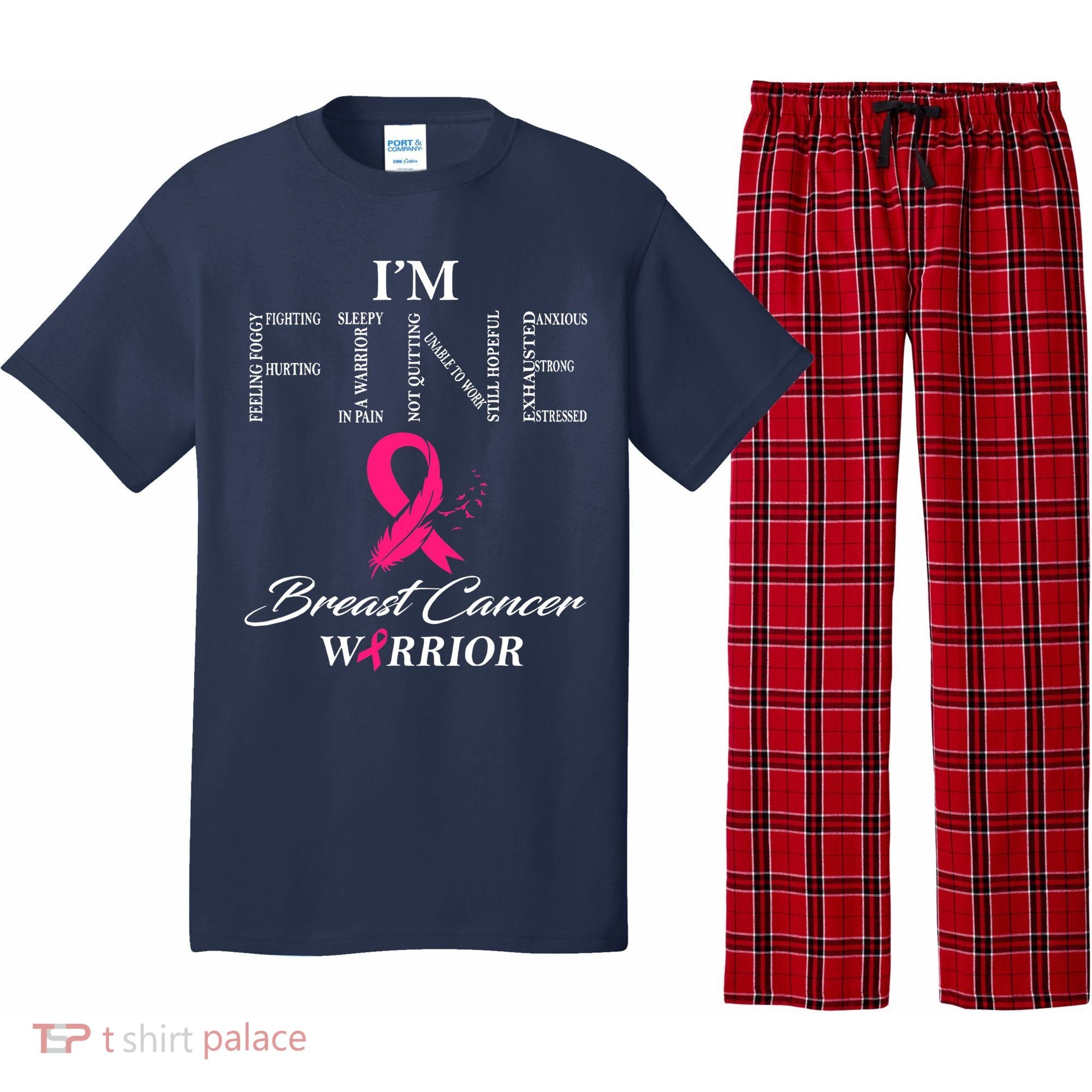 I'm Fine Breast Cancer Warrior Breast Cancer Awareness Pajama Set