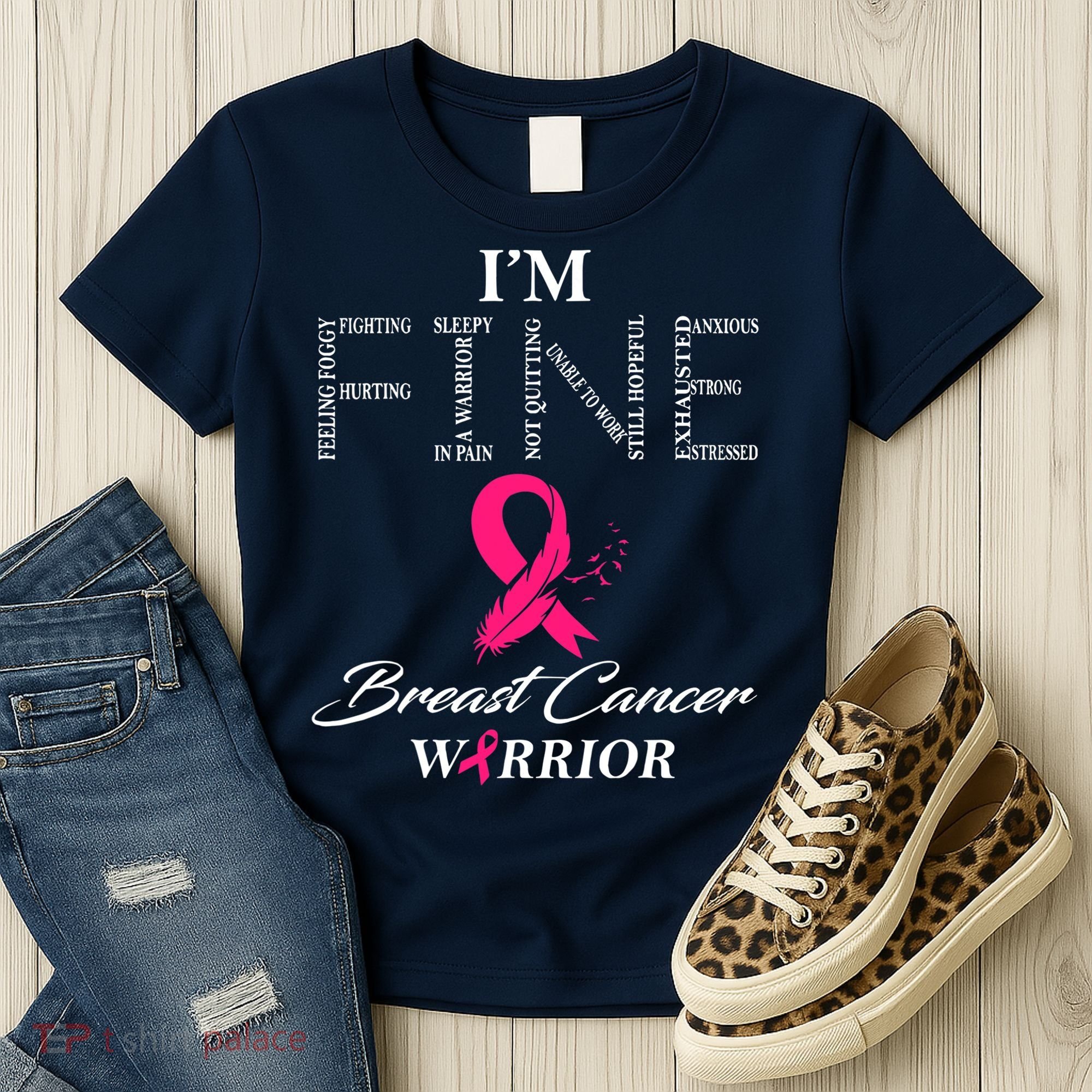 I'm Fine Breast Cancer Warrior Breast Cancer Awareness Women's T-Shirt