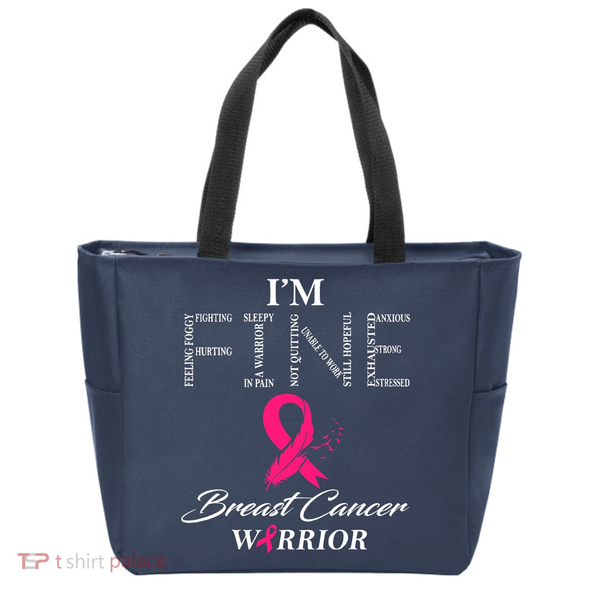 I'm Fine Breast Cancer Warrior Breast Cancer Awareness Tote Bag