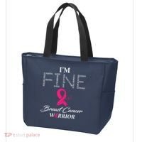 I'm Fine Breast Cancer Warrior Breast Cancer Awareness Tote Bag thumb 3