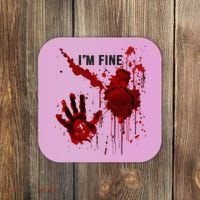 IM Fine Bloody Hand Blood Stained Blood Splatter Halloween Coaster thumb 0