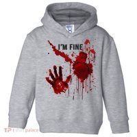 IM Fine Bloody Hand Blood Stained Blood Splatter Halloween Toddler Hoodie thumb 0