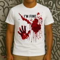IM Fine Bloody Hand Blood Stained Blood Splatter Halloween T-Shirt thumb 3