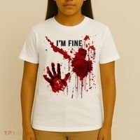 IM Fine Bloody Hand Blood Stained Blood Splatter Halloween T-Shirt thumb 4