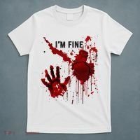 IM Fine Bloody Hand Blood Stained Blood Splatter Halloween T-Shirt thumb 5