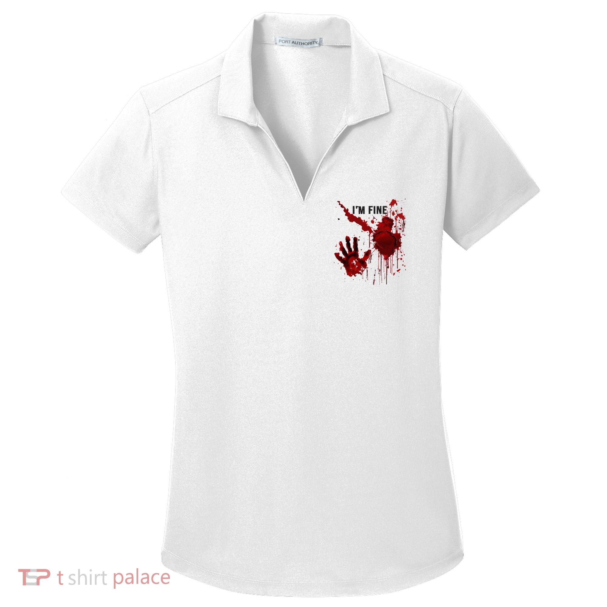 IM Fine Bloody Hand Blood Stained Blood Splatter Halloween Women's Dry Zone Grid Polo