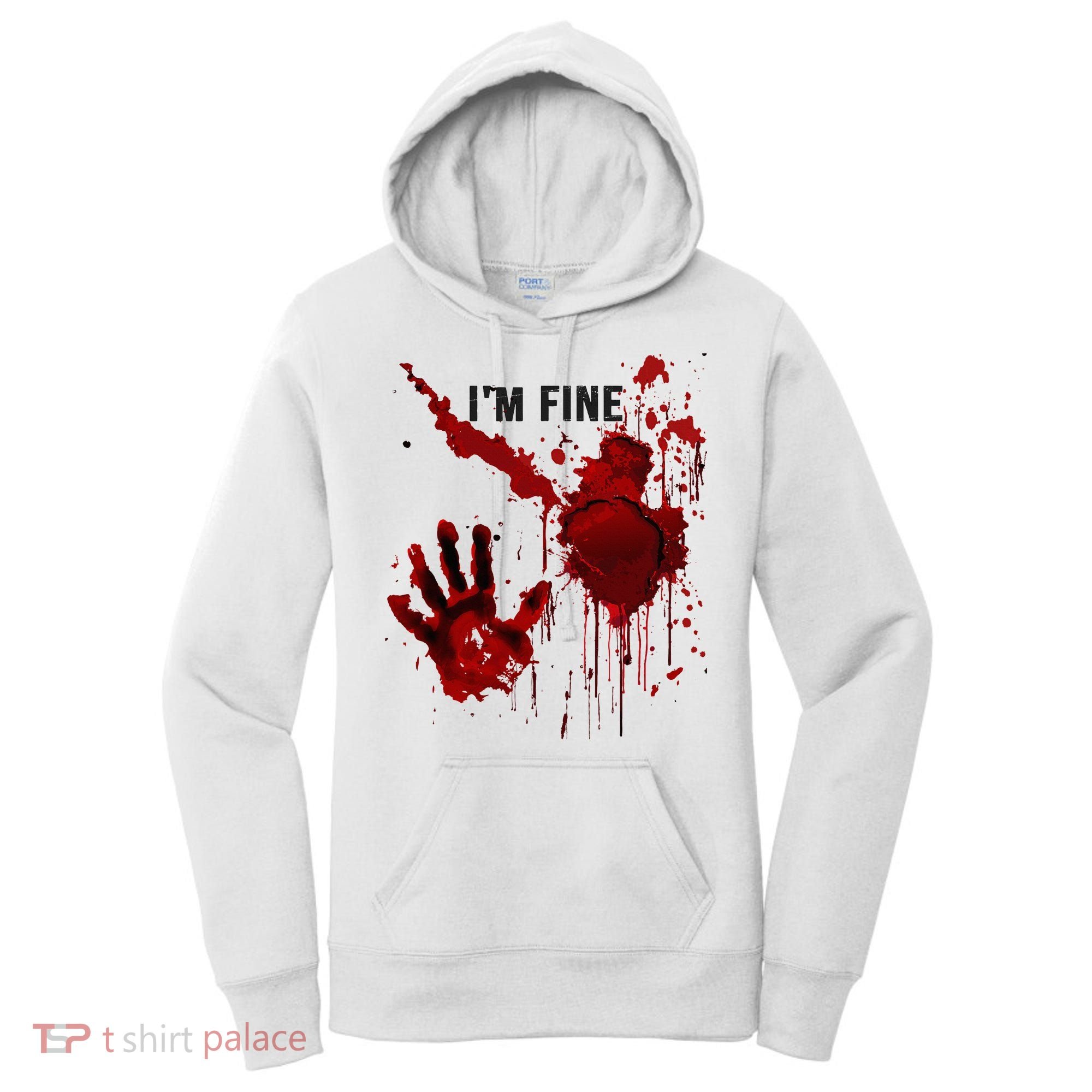 IM Fine Bloody Hand Blood Stained Blood Splatter Halloween Women's Hoodie