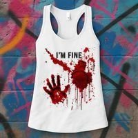 IM Fine Bloody Hand Blood Stained Blood Splatter Halloween Women's Tank Top thumb 3