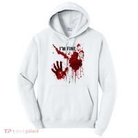 IM Fine Bloody Hand Blood Stained Blood Splatter Halloween Tall Hoodie thumb 0