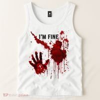 IM Fine Bloody Hand Blood Stained Blood Splatter Halloween Tank Top thumb 2