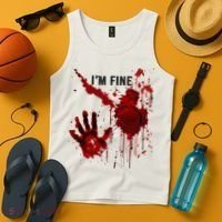 IM Fine Bloody Hand Blood Stained Blood Splatter Halloween Tank Top thumb 4