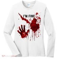 IM Fine Bloody Hand Blood Stained Blood Splatter Halloween Women's Long Sleeve Shirt thumb 0
