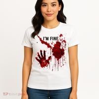 IM Fine Bloody Hand Blood Stained Blood Splatter Halloween Women's T-Shirt thumb 4
