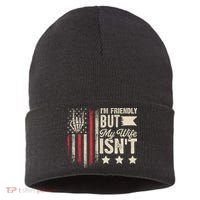 I'm Friendly But My Wife Isn't Sustainable Knit Beanie thumb 0