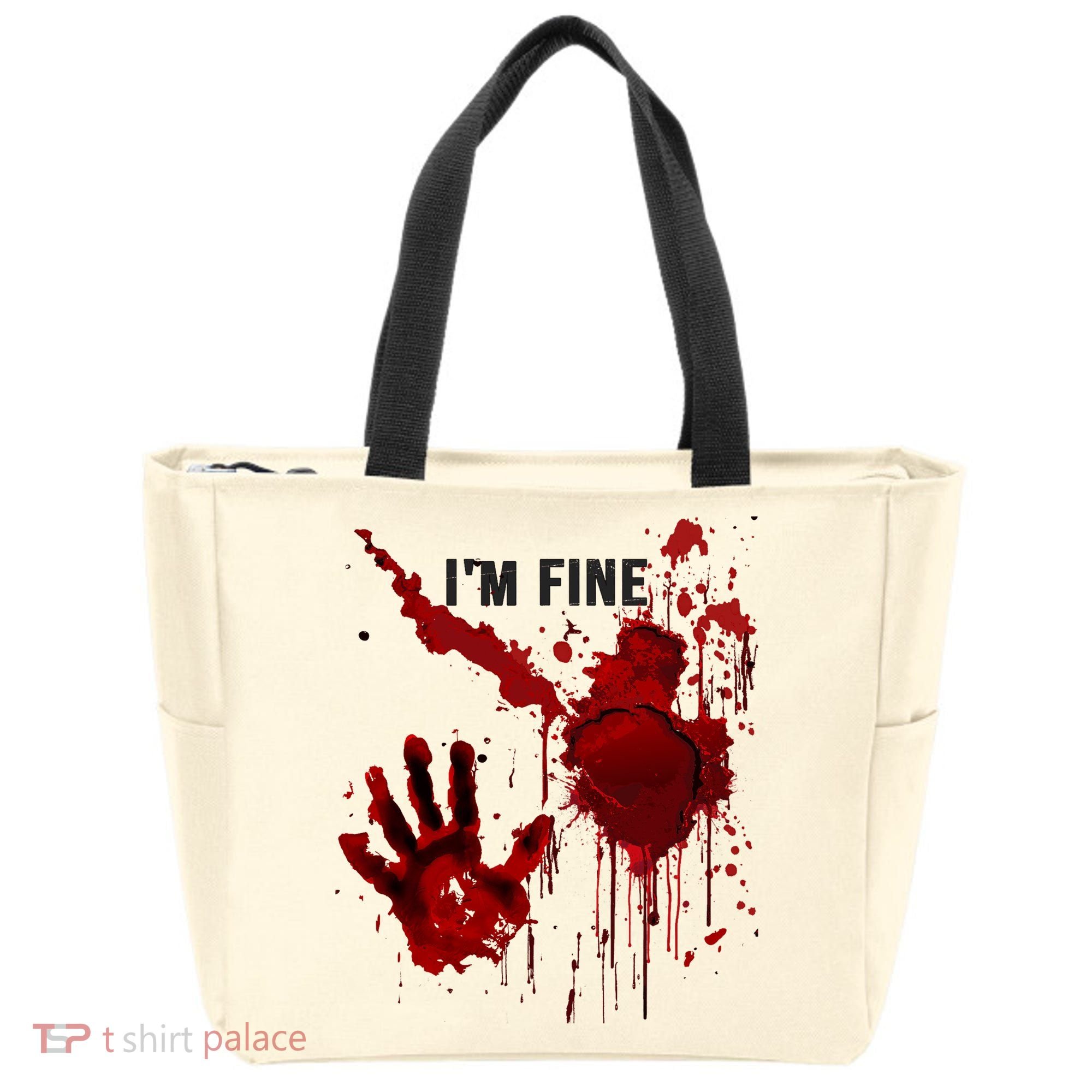 Im Fine Bloody Hand Bloodstained Blood Splatter Halloween Tote Bag