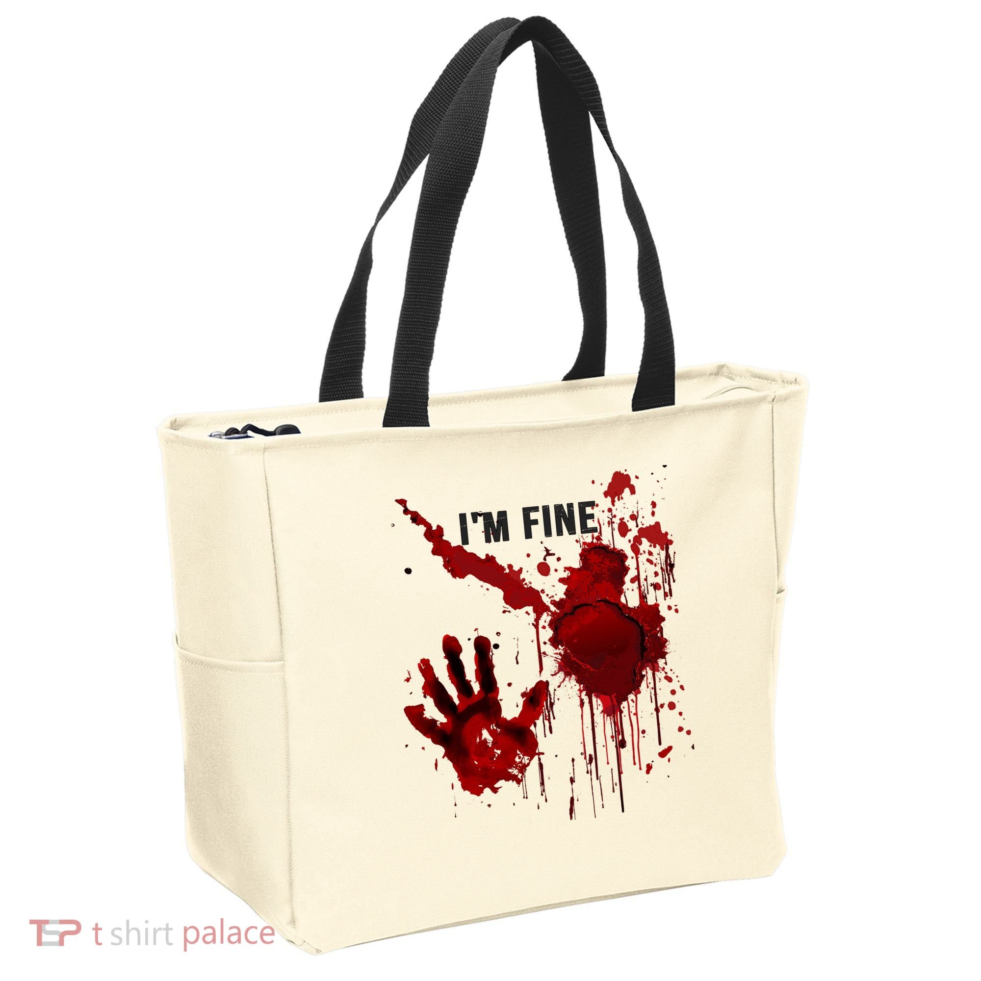 Im Fine Bloody Hand Bloodstained Blood Splatter Halloween Tote Bag