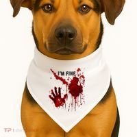 Im Fine Bloody Hand Bloodstained Blood Splatter Halloween USA-Made Doggie Bandana thumb 1