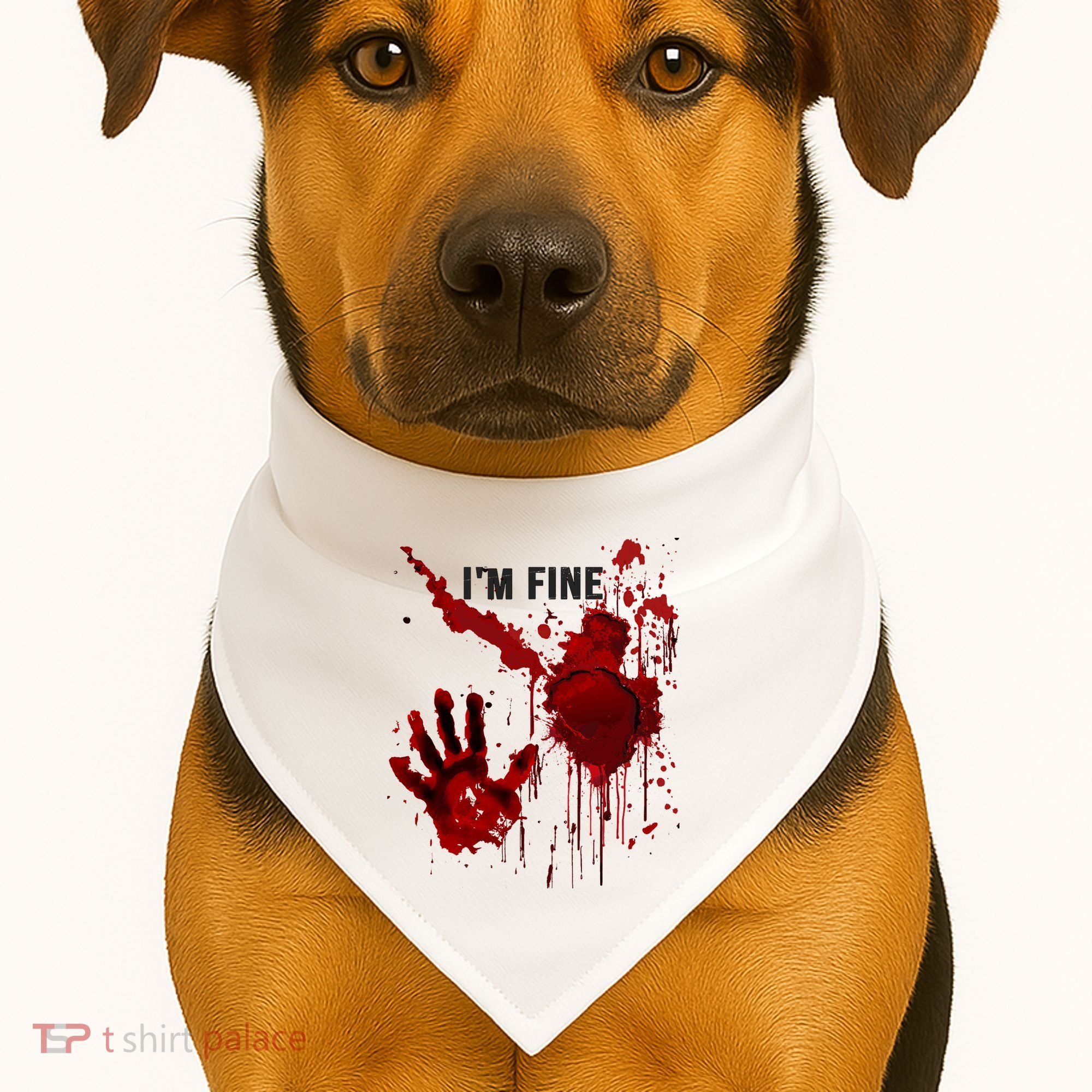 Im Fine Bloody Hand Bloodstained Blood Splatter Halloween USA-Made Doggie Bandana