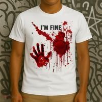 Im Fine Bloody Hand Bloodstained Blood Splatter Halloween T-Shirt thumb 3