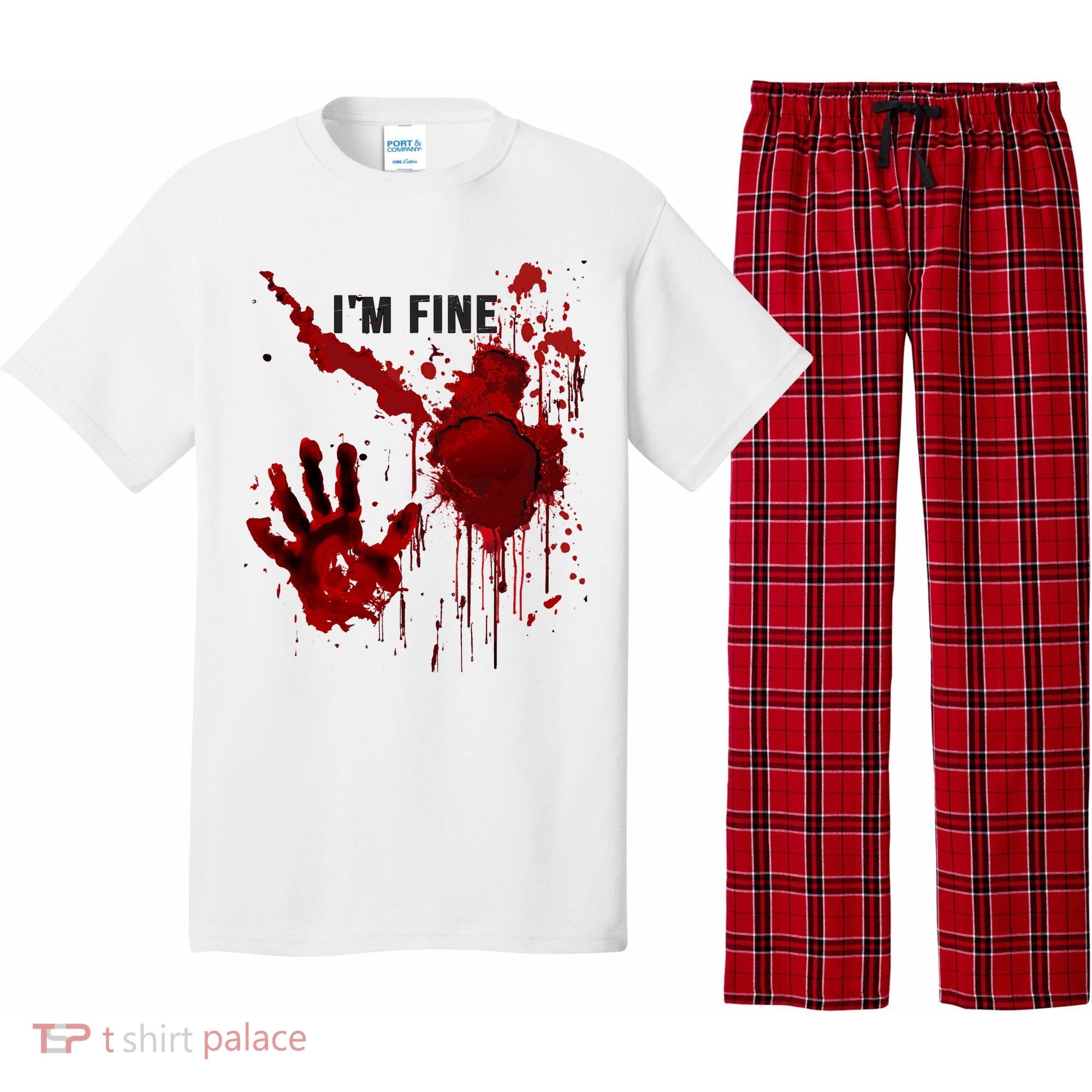 Im Fine Bloody Hand Bloodstained Blood Splatter Halloween Pajama Set