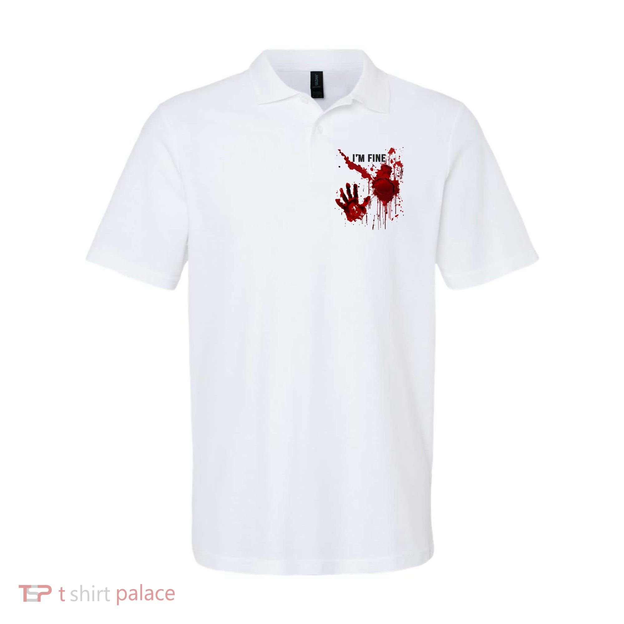 Im Fine Bloody Hand Bloodstained Blood Splatter Halloween Polo