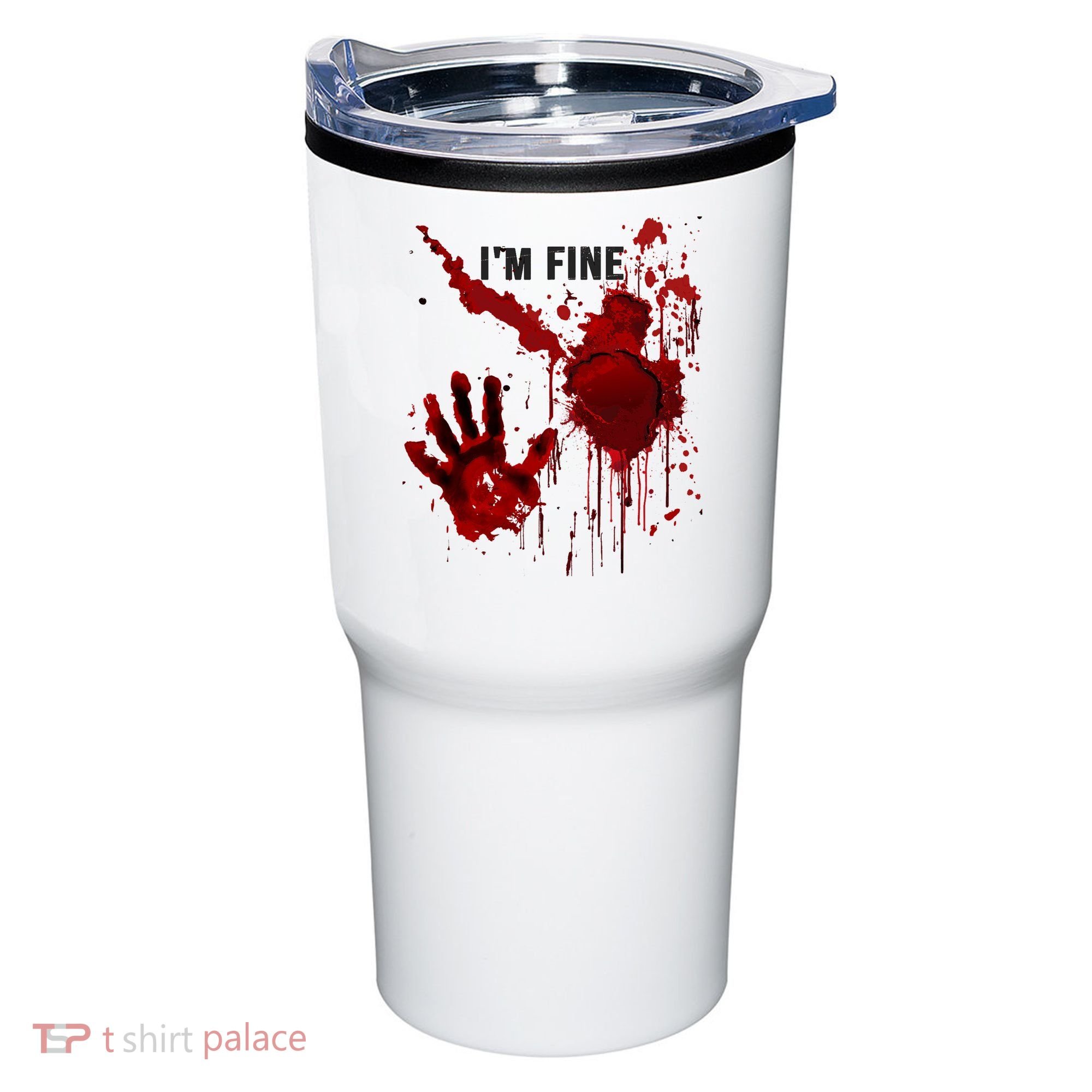 Im Fine Bloody Hand Bloodstained Blood Splatter Halloween Tumbler