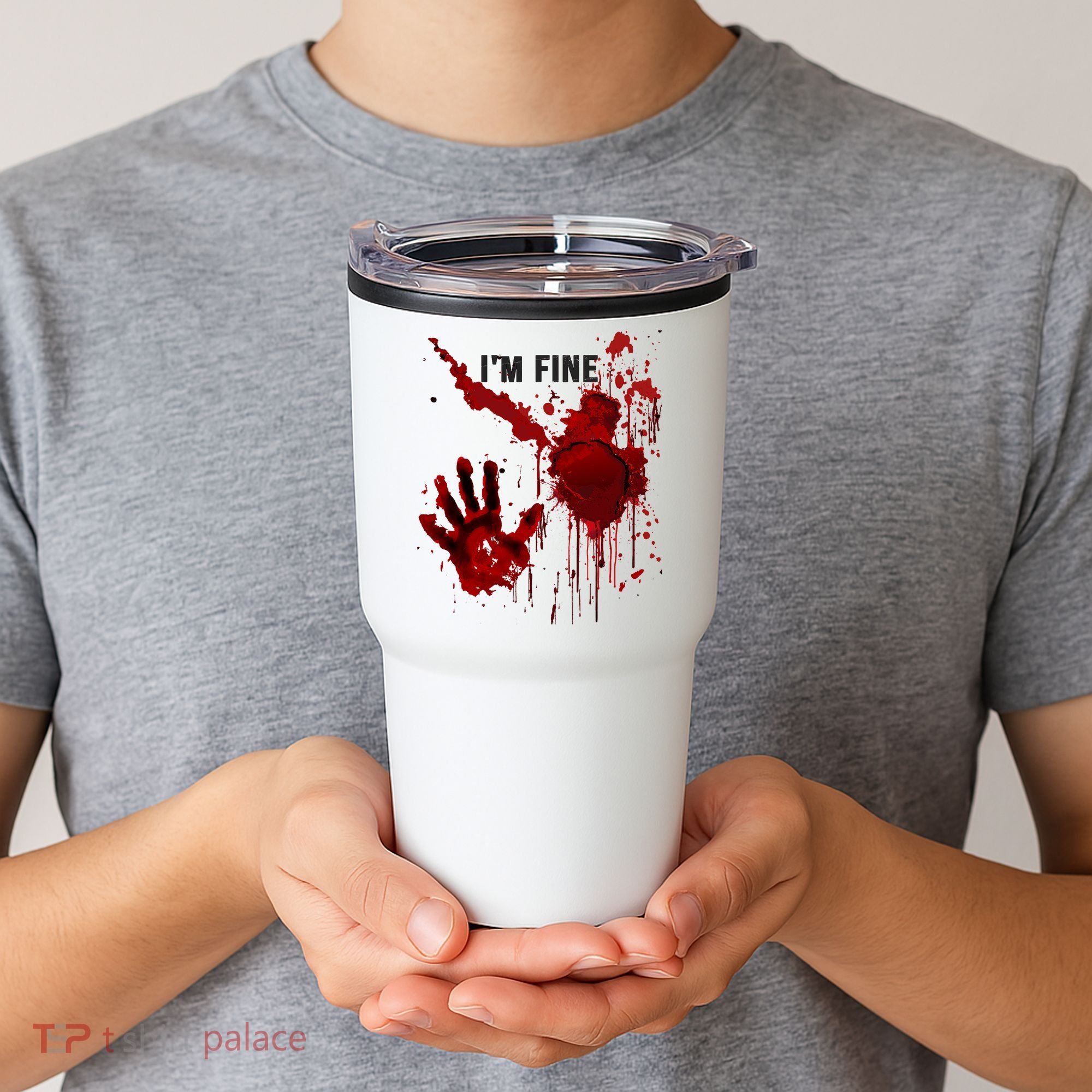 Im Fine Bloody Hand Bloodstained Blood Splatter Halloween Tumbler