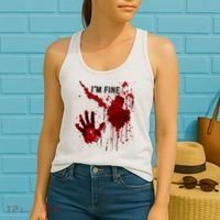 Im Fine Bloody Hand Bloodstained Blood Splatter Halloween Women's Tank Top thumb 2