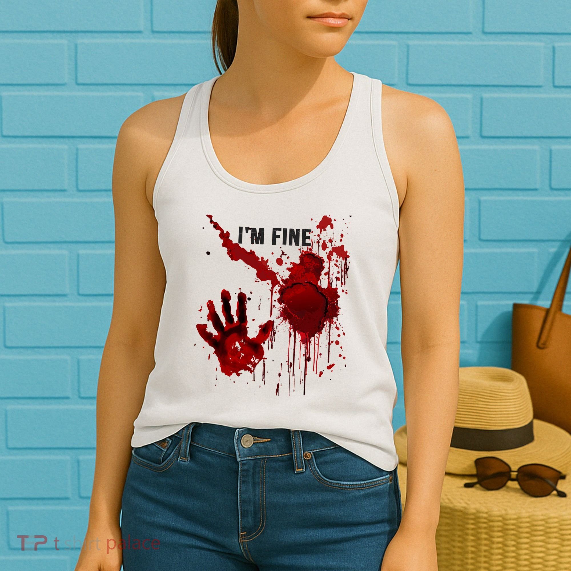 Im Fine Bloody Hand Bloodstained Blood Splatter Halloween Women's Tank Top